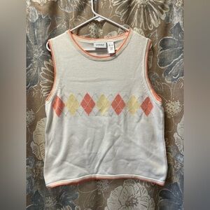 LizGolf White & Argyle Cotton Knit Golf Sweater Vest Women’s